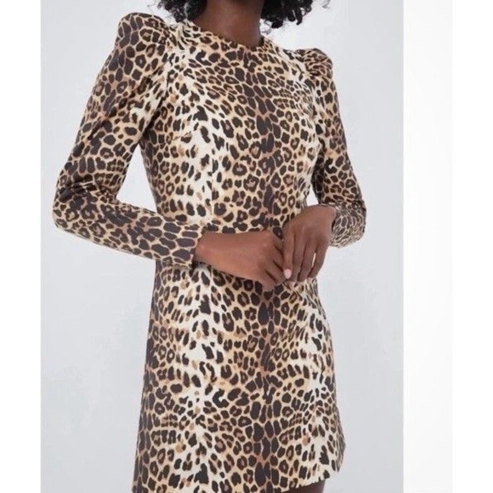 Tuckernuck X India Hicks Leopard Domino Long Sleeve Dress Sz Large Animal print